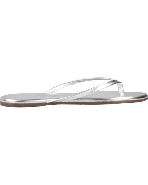 TKEES Schoenen ,Grijs ,Leer Metallics Flip Flop in het White