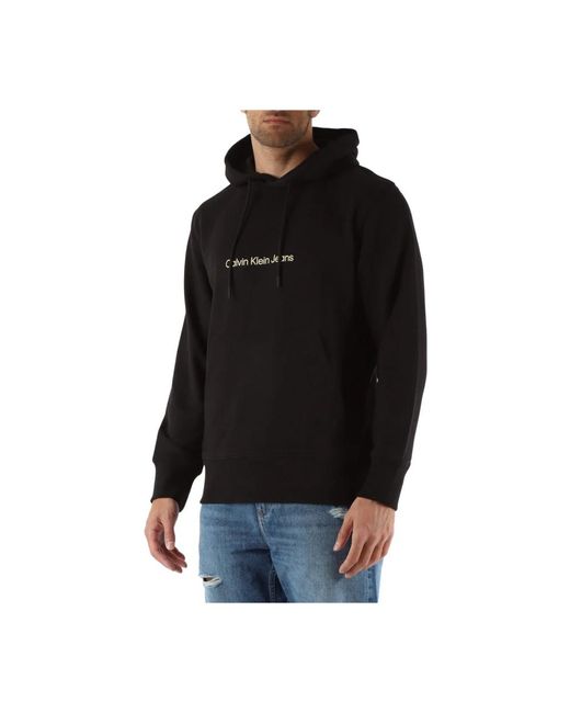Calvin Klein Baumwoll-hoodie mit logodruck in Black für Herren