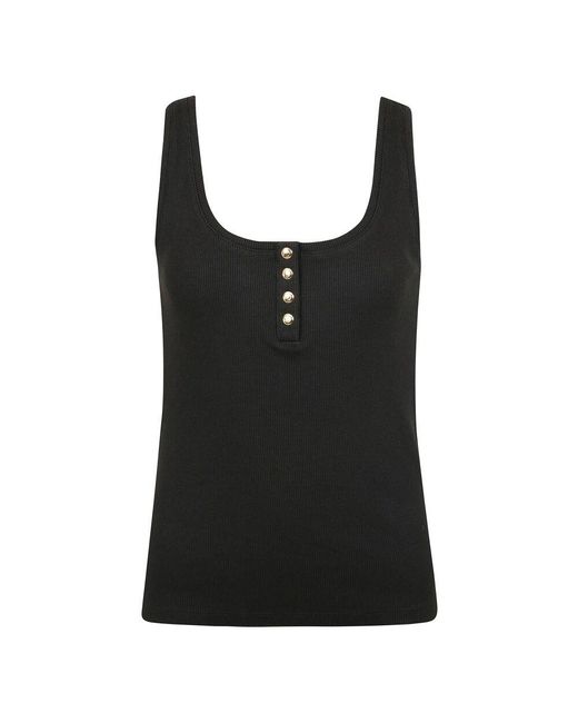 Anine Bing Black Baumwoll Tank Top Mit Frontknöpfen