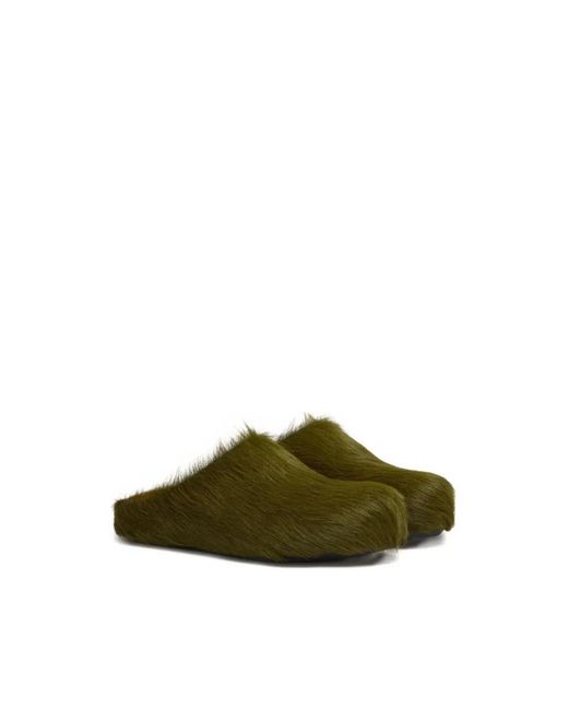 Marni Schoenen ,Groen ,Leer Fussbett Sabot in het Green