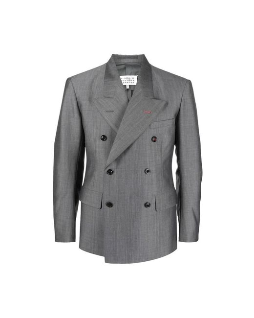 Cappotto grigio in lana con doppio petto di Maison Margiela in Gray da Uomo