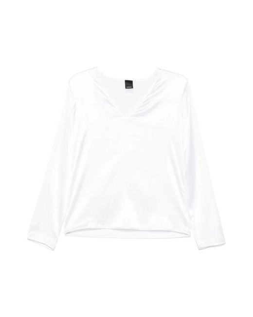 Pinko Overhemden ,Wit ,Katoen Witte Blouse Met V-Hals in het White