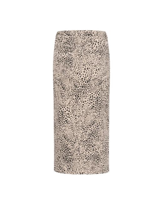 Kaffe Rokken ,Veelkleurig ,Katoen Luipaardprint Hoge Taille Rok in het Natural