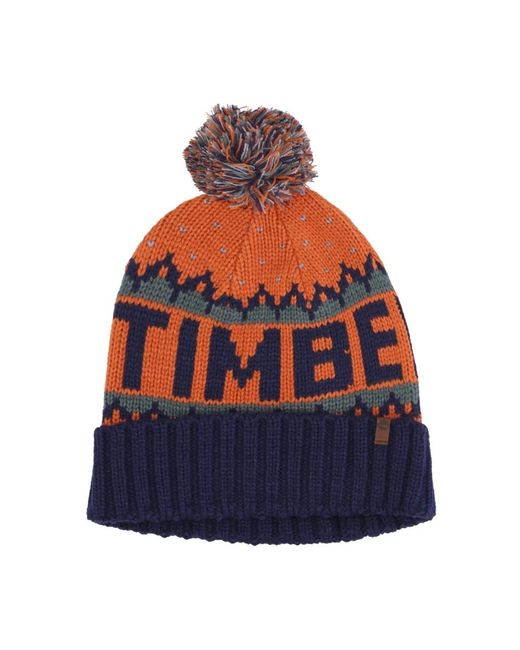 Timberland Accessoires ,Oranje ,Pompon Gebreide Beanie Muts in het Blue voor heren