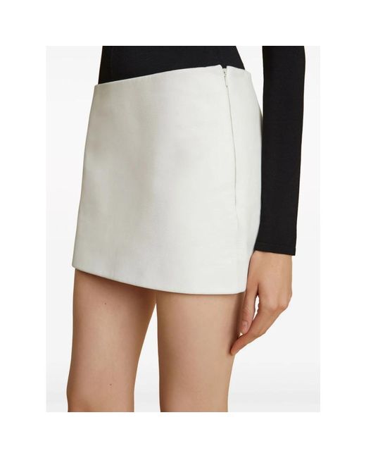 Khaite White Leather Mini Skirt