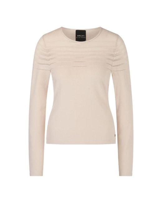 Round-Neck Knitwear di Marc Cain in Natural