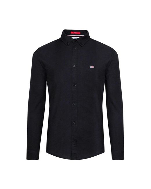 Tommy Hilfiger Schwarzes Slim Fit Langarmhemd in Blue für Herren