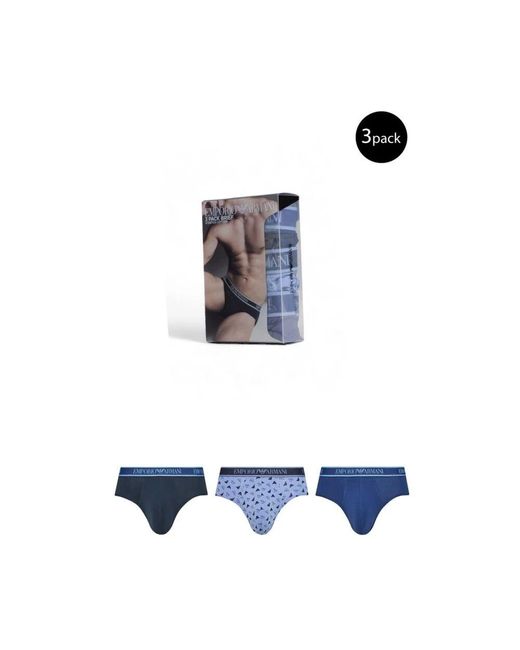Emporio Armani Blaue Baumwoll-Herrenbriefs-Set in Blue für Herren