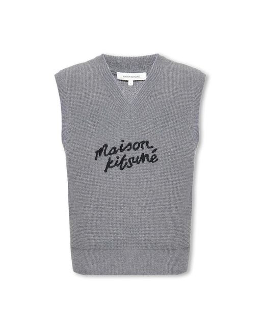 Maison Kitsuné Gray Sleveless Knitwear for men