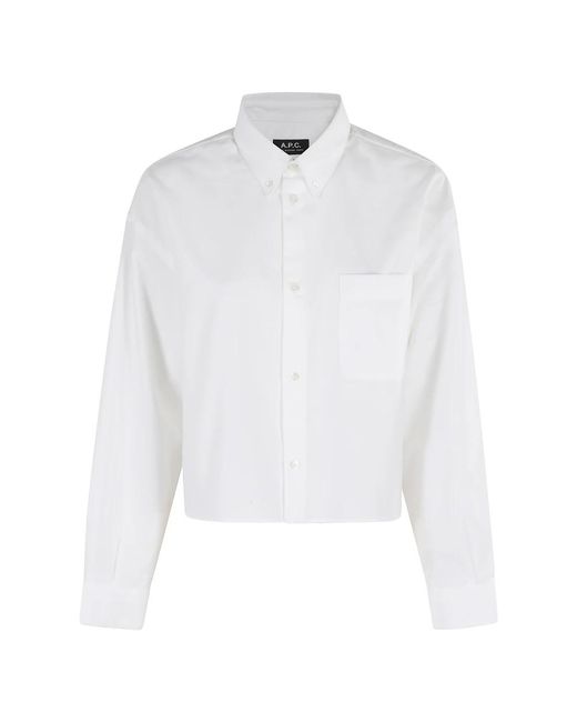 A.P.C. White Weiße Button-Down-Hemd Sophia Logo