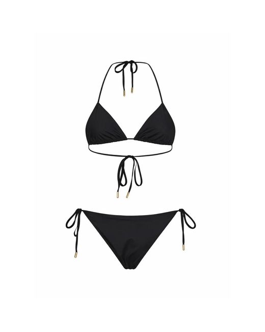MARINE SERRE Badmode ,Zwart ,Triangle Jersey Bikini Set in het Black