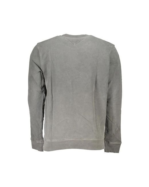 Tommy Hilfiger Schwarzer Baumwollpullover, Langärmlig, Rundhalsausschnitt in Gray für Herren