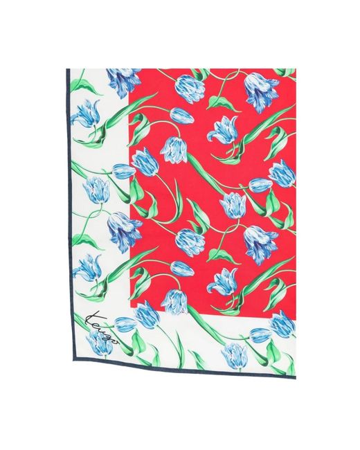 KENZO Red Silk Scarves for men