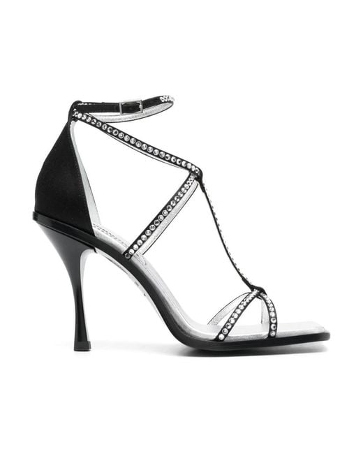 Sandali eleganti con tacco alto e cristalli di DSquared² in Black