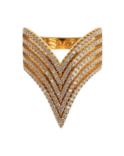 Nialaya Goldener sterling silberring mit klaren cz-kristallen in Mettallic  | Lyst DE