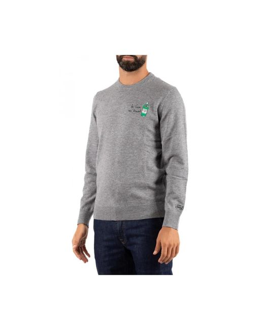 Mc2 Saint Barth Gray Round-Neck Knitwear for men