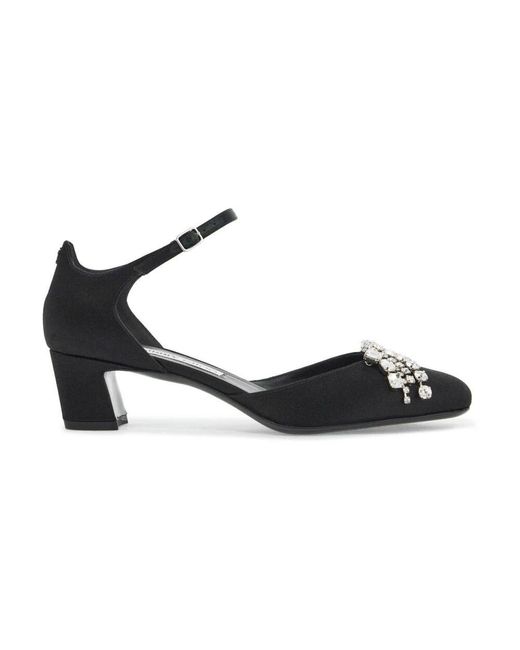 Jimmy Choo Black Kristallverzierte satin décolleté pumps