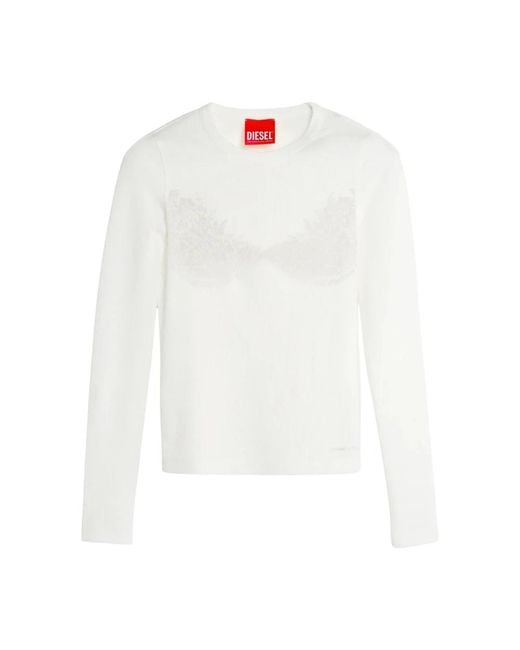 DIESEL White Long Sleeve T-Shirts