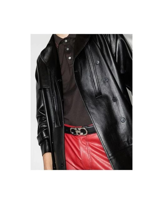 Ferragamo Black Gancini Leather Belt
