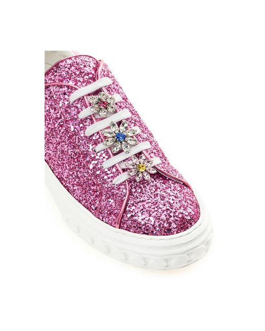 Casadei Pink Blumige off-road sneakers