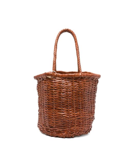 Dragon Diffusion Brown Braune Geflochtene Leder Eimer Tasche