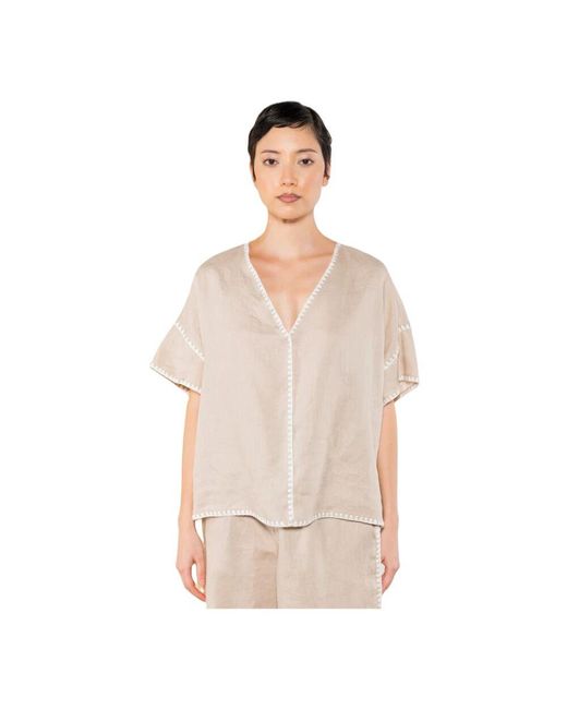 Kaos Natural Leinentop Mit Dekorativem Finish