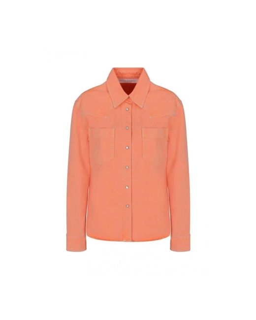 Camicia in denim di cotone arancione di Palm Angels in Orange