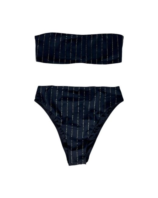 Mc2 Saint Barth Badmode ,Zwart ,Zwart Zee Kleding Met Strass Band in het Blue