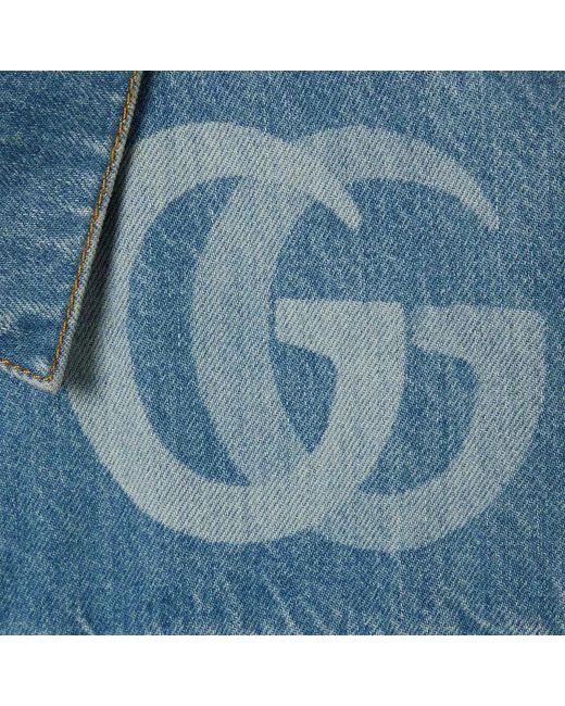 Gucci Jassen ,Blauw ,Denim Lasered Double G Denim Jack in het Blue voor heren