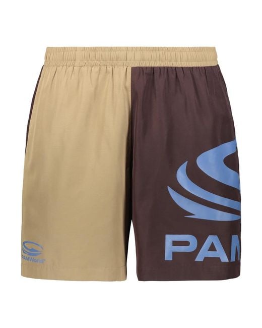 Pam Badmode ,Bruin ,Polyester Logo Print Zwemshorts in het Natural voor heren