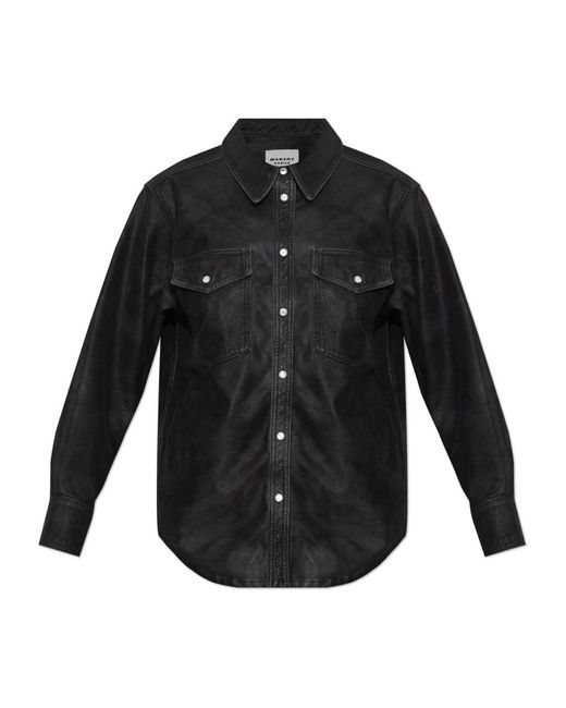 Isabel Marant Overhemden ,Zwart ,Leer Karima Shirt in het Black