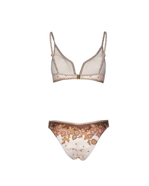 Zimmermann Brown Allover-Print Zweiteiliger Badeanzug