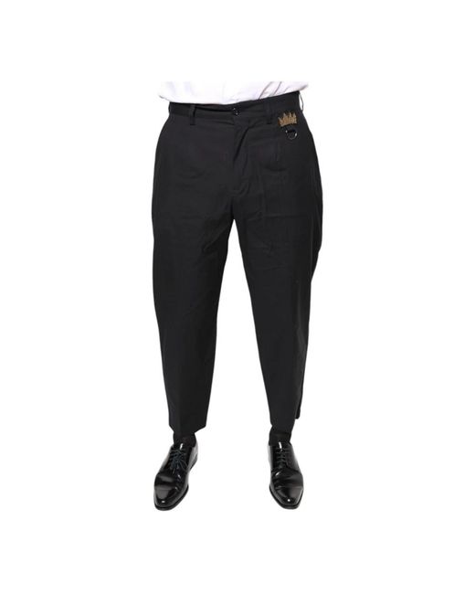 Dolce & Gabbana Broek Relaxedfit Broek Crown Detail in het Black voor heren