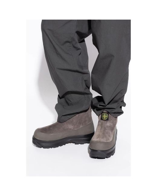 Stone Island Gray Ankle Boots for men