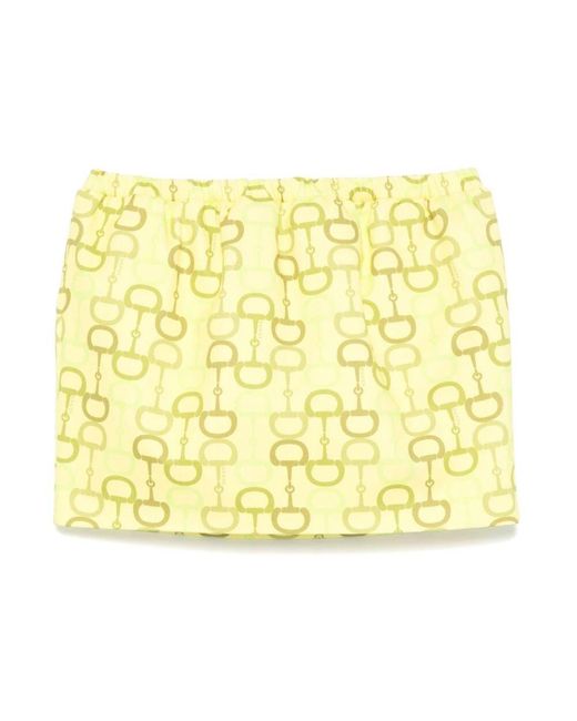 Gucci Yellow Grüner Rock Mit Geometrischem Muster Und Elastischem Bund