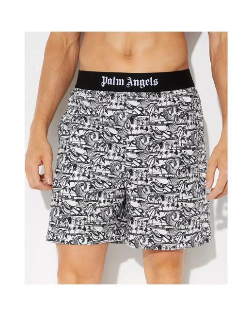 Palm Angels Gray Short Shorts for men