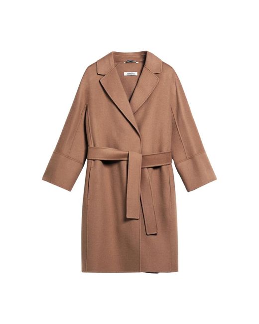 Max Mara Jassen ,Wol Double Wollen Jas Met Kimono Mouwen in het Brown