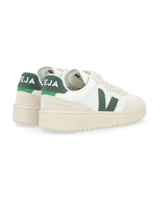 Veja Weiß grün leder sneaker v-90 in White für Herren