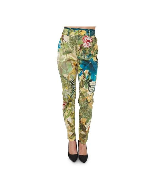 Guess Broeken ,Veelkleurig ,Polyester Slim-Fit Broek Met Patroon in het Green