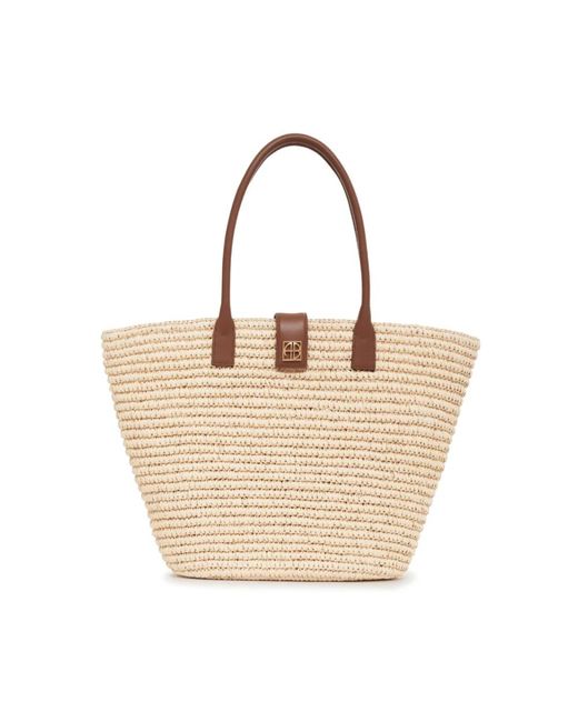 Anine Bing Natural Monogram Lou Tote