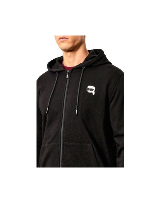 Karl Lagerfeld Hoodies & Sweatvesten ,Zwart ,Katoen Sweatshirt Met Ritssluiting in het Black voor heren