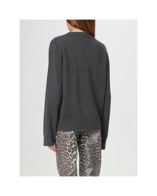 Ganni Gray Herz Strickpullover
