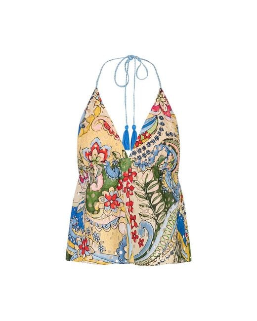 Alice + Olivia Blue Sleeveless Tops