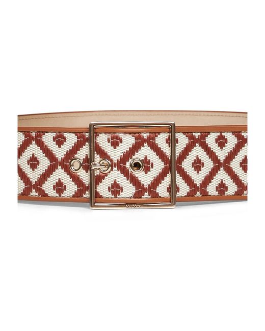 Max Mara Riem Met Raffia-Effect in het Pink