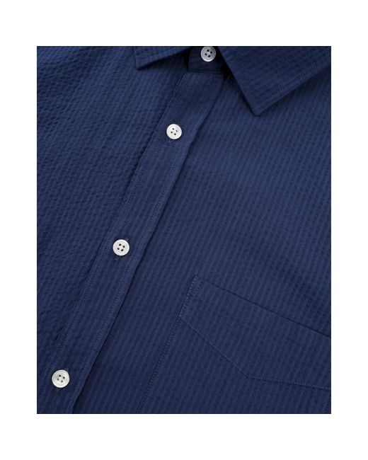 Hartford Seersucker streifen hemd in Blue für Herren