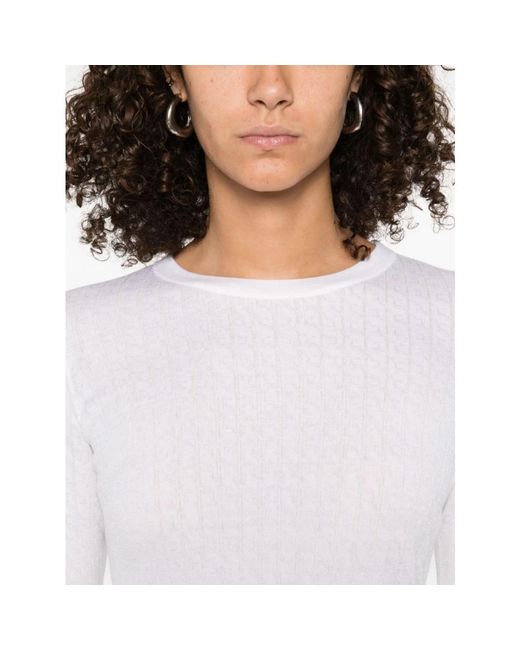 Elisabetta Franchi White Round-Neck Knitwear