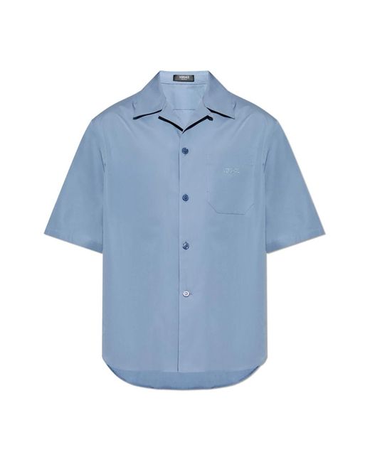 Versace Short Sleeve Shirts in het Blue voor heren