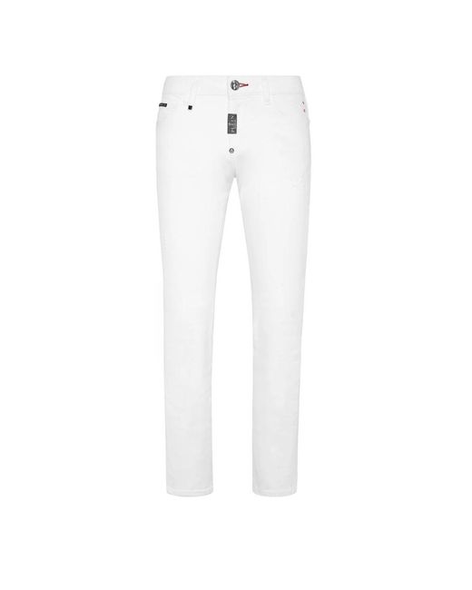 Philipp Plein Straight Supreme Fit Jeans Basic in het White voor heren