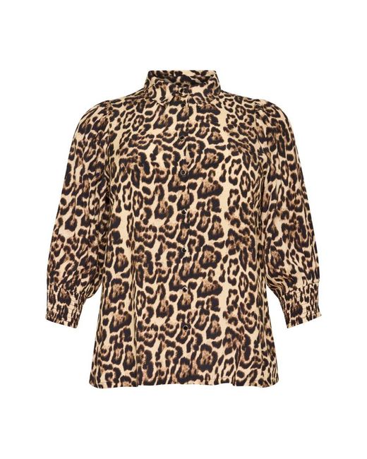 Kaffe Brown Leopardenmuster Hemdbluse