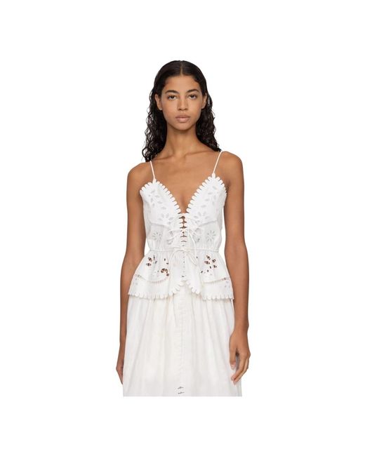 Sea White Blumiges eyelet cami top